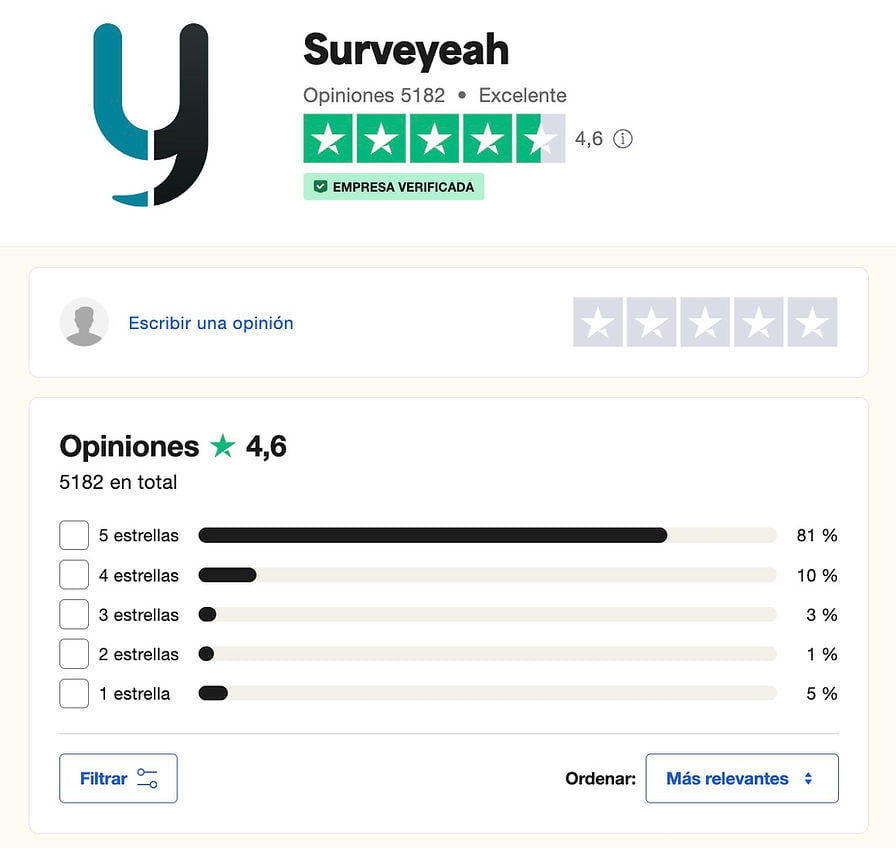 Surveyeah opiniones trustpilot